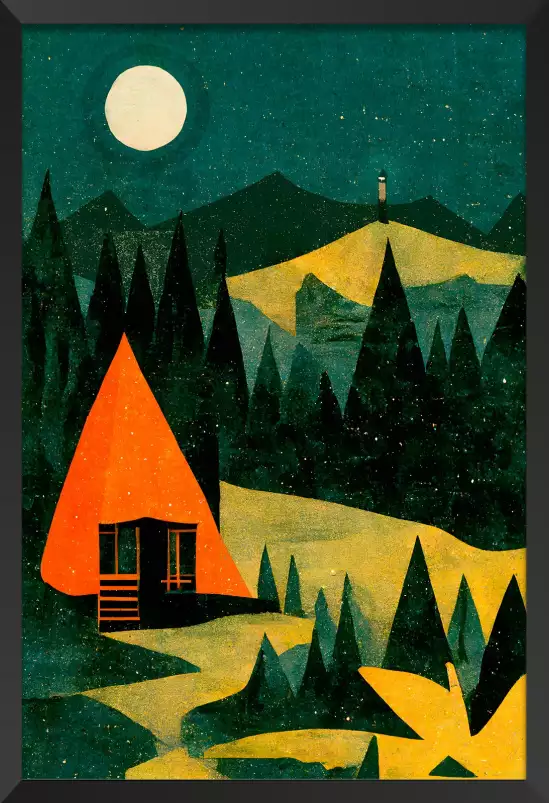 Cabane dans la forêt - affiche enfants