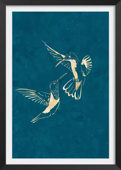 Colibri d'or - affiche oiseaux
