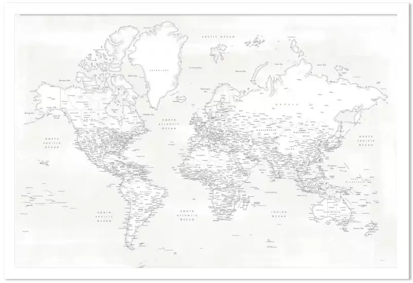 Monde Maeli blanc - affiche carte du monde