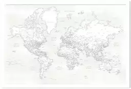 Monde Maeli blanc - affiche carte du monde