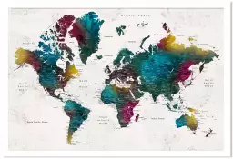 Villes Charleena - affiche carte du monde