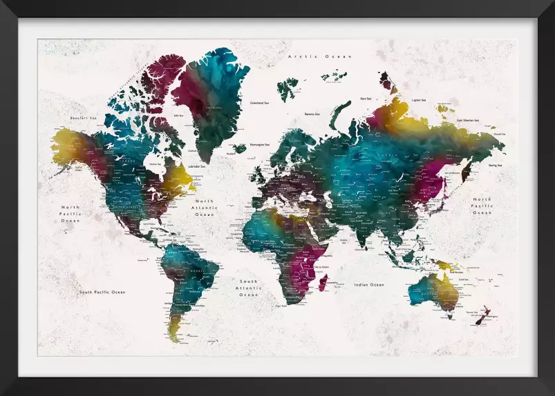 Villes Charleena - affiche carte du monde