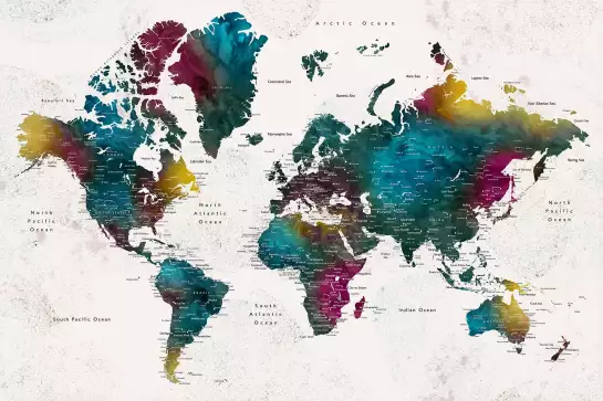 Villes Charleena - affiche carte du monde