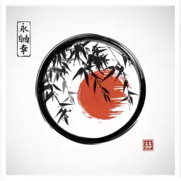 Circle japon et bambous - tableau japonnais
