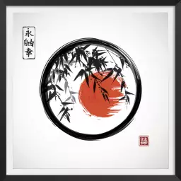 Circle japon et bambous - tableau japonnais