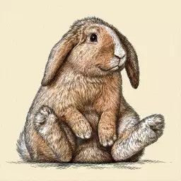 Lapin belier sur son arriere train - affiche chambre bébé Lapin belier sur son arriere train - affiche chambre bébé