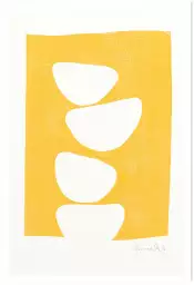 Tableau blanc sur jaune - art abstrait