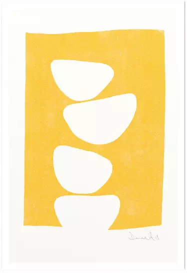 Tableau blanc sur jaune - art abstrait