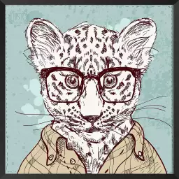 Léopard à lunettes inspecteur - affiche animaux