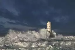 Faro di Mangiabarche en Sardaigne - affiche paysage mer