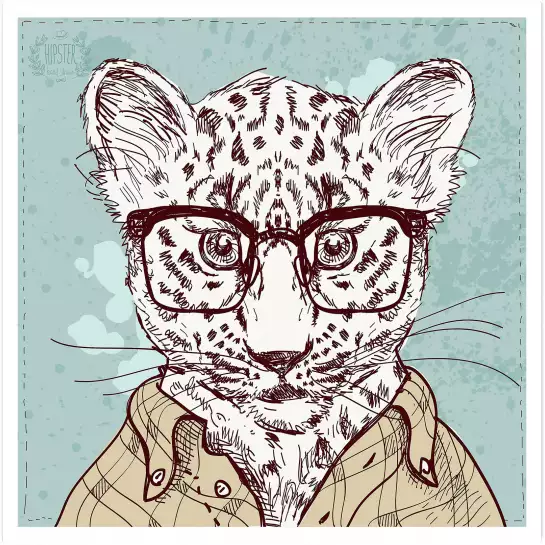 Léopard à lunettes inspecteur - affiche animaux