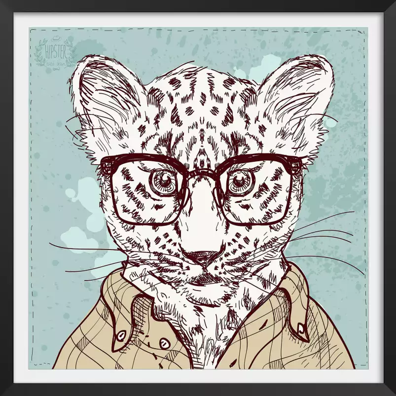 Léopard à lunettes inspecteur - affiche animaux