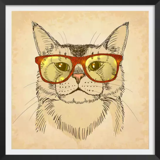 Chaton à lunettes intello - tableaux chats