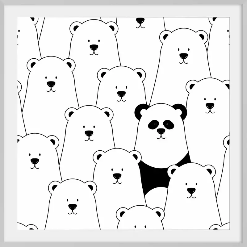 Ours blanc et panda noir Affiches pour enfant Hexoa