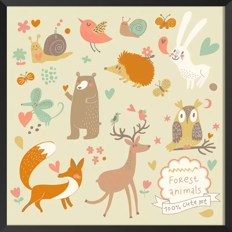 Cute set forest animals - tableau pour enfant