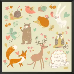 Cute set forest animals - tableau pour enfant