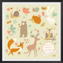 Cute set forest animals - tableau pour enfant