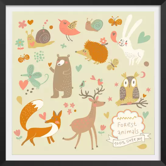 Cute set forest animals - tableau pour enfant