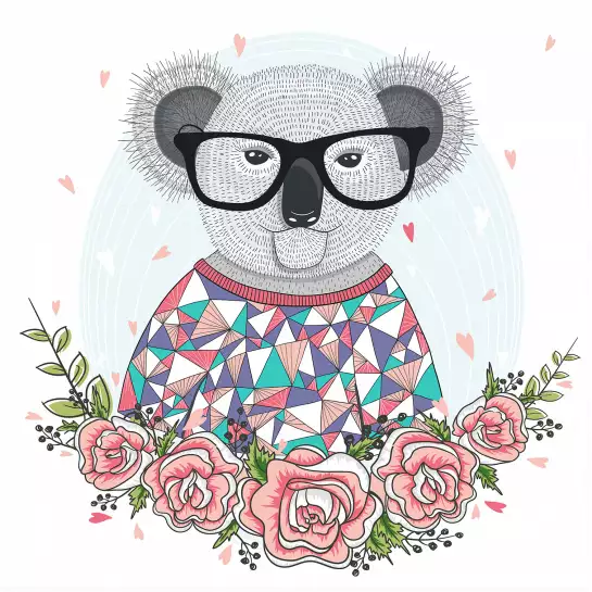 Hipster koala - tableau enfantin