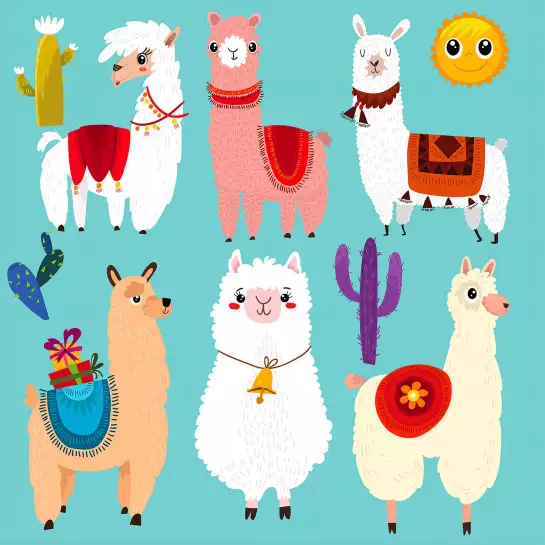 Lamas cartoon alpaga - tableau enfants