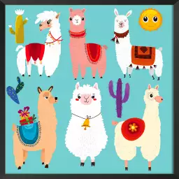 Lamas cartoon alpaga - tableau enfants