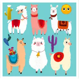 Lamas cartoon alpaga - tableau enfants