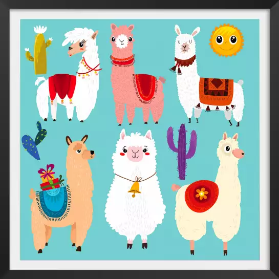 Lamas cartoon alpaga - tableau enfants