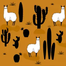 Lama et cactus - tableau pour enfant