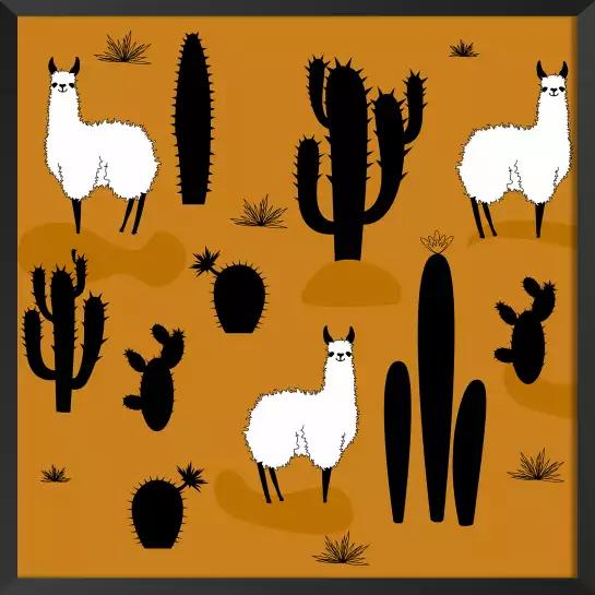 Lama et cactus - tableau pour enfant