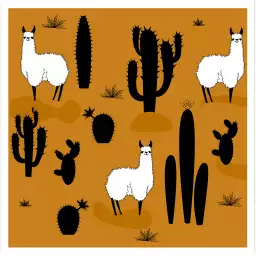 Lama et cactus - tableau pour enfant