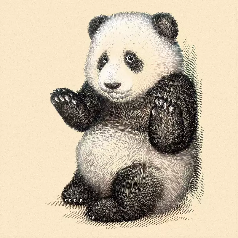 Vintage panda - affiche enfant