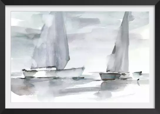 Voiles brumeuses - affiche bord de mer