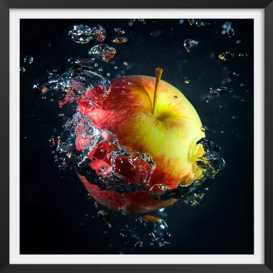 Pommes et gouttes d'eau - affiche fruit