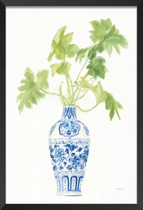 Palmier Chinoiserie Blanc - affiche de fleurs