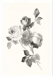 Rose grise - tableau fleur noir et blanc