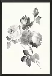 Rose grise - tableau fleur noir et blanc