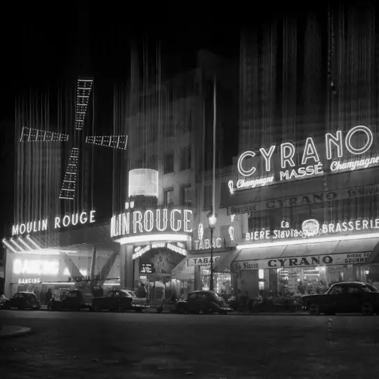 Le moulin rouge - tableau noir et blanc vintage