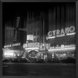 Le moulin rouge - tableau noir et blanc vintage