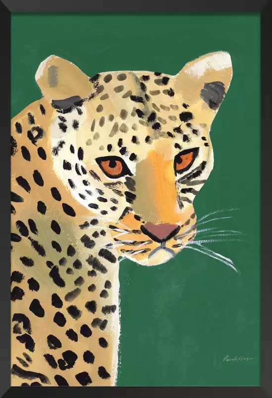 Guépard coloré sur émeraude - affiche animaux