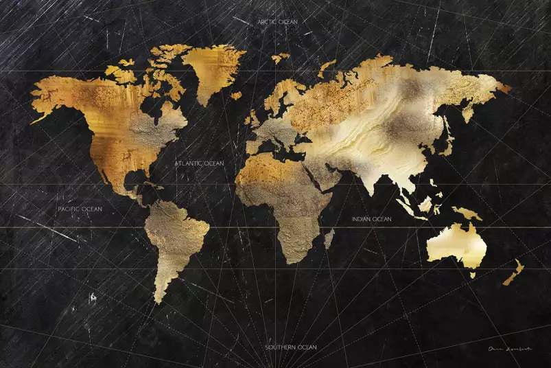 Dorée - tableau carte du monde