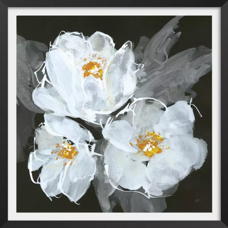 Fleurs blanches à la craie - tableau nature morte