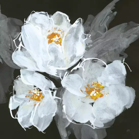 Fleurs blanches à la craie - tableau nature morte