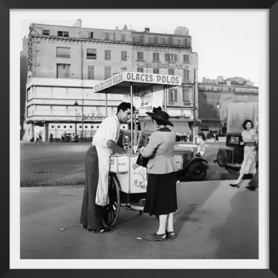 Marseille - glaces polos - poster noir et blanc vintage