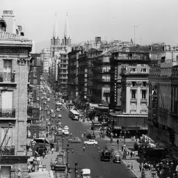 Marseille - la canebiere - poster noir et blanc vintage