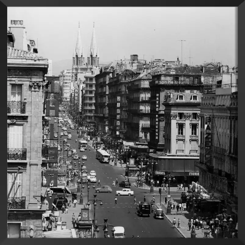 Marseille - la canebiere - poster noir et blanc vintage