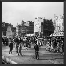 Marseille - quai des belges - poster noir et blanc vintage