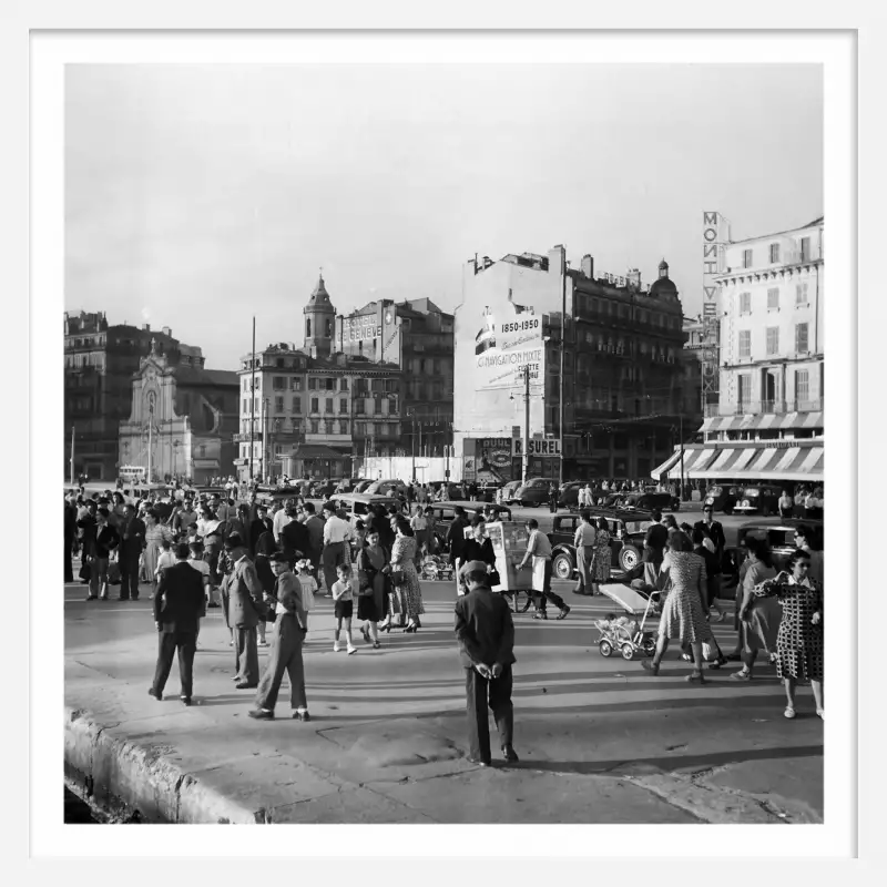 Affiche vintage Marseille avec cadre noir 30x45cm