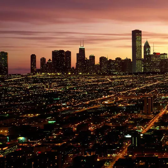 Vue nocturne sur Chicago - panorama ville