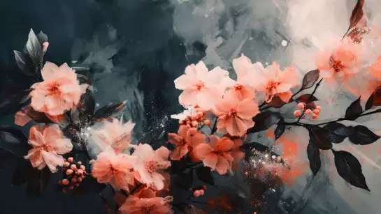 Roses sur gris - panoramique floral