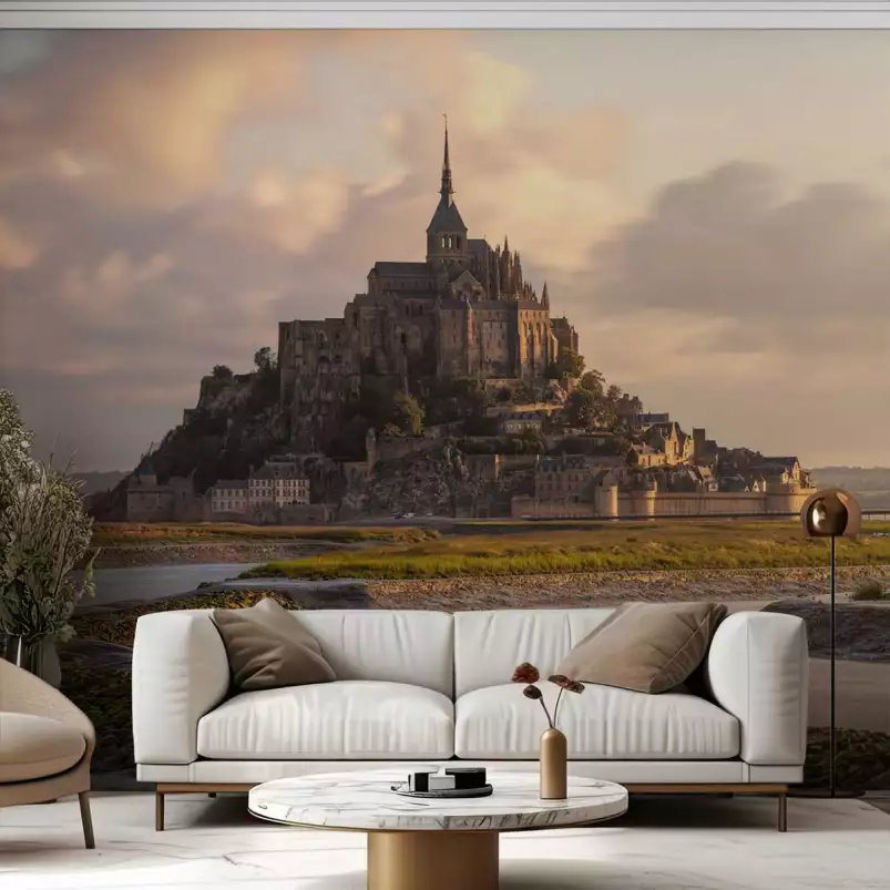 Le Mont St Michel - papier peint avec paysage